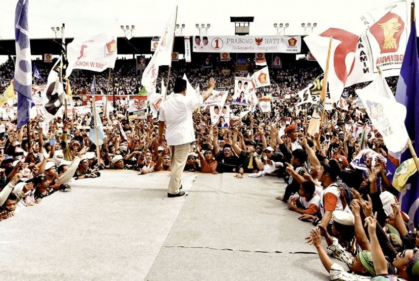 Prabowo Subianto ketika berkampanye di Makassar, Selasa (19/6).