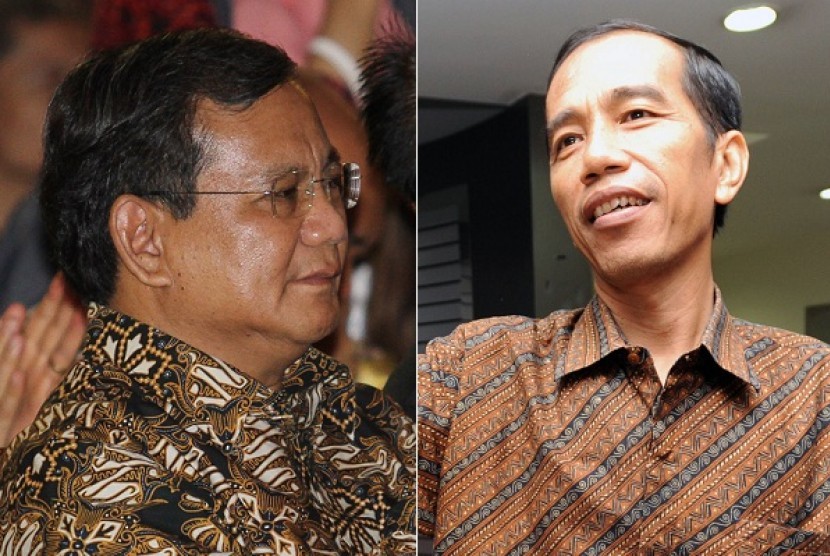 Prabowo Subianto (kiri) and Joko Widodo