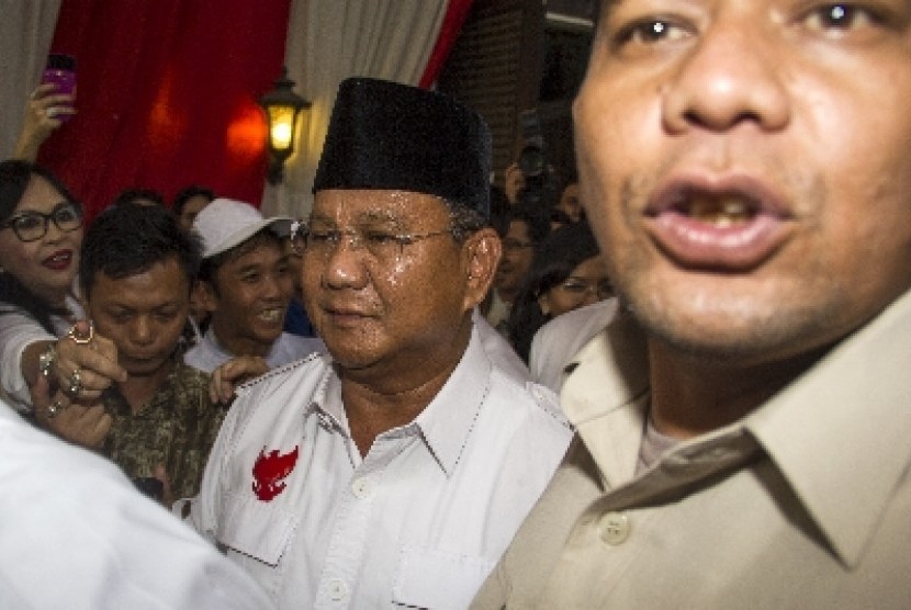 Prabowo Subijanto ketika menghadiri acara kumpul bersama jelang berbuka puasa di Rumah Polonia, Jakarta, Sabtu (5/7). 
