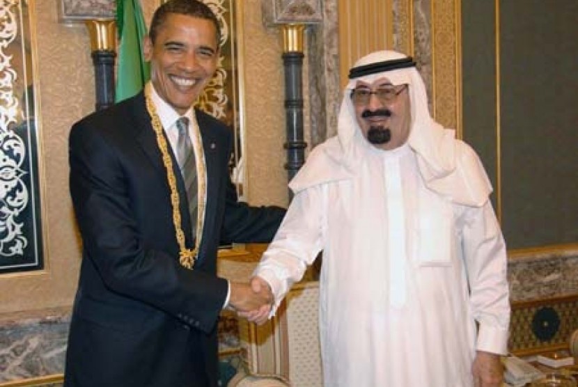 Presiden Amerika Barrack obama dan Raja Arab Saudi Abdullah Bin Abdul Aziz