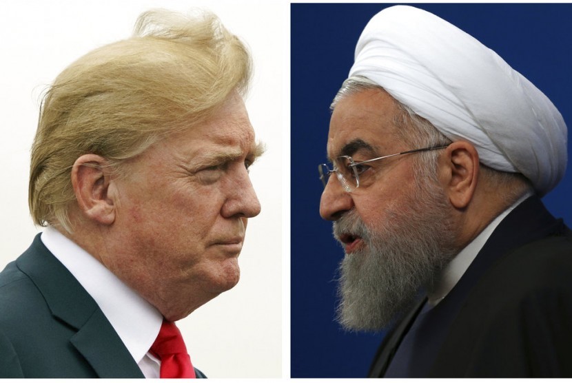 Presiden Amerika Serikat Donald Trump dan Presiden Iran Hassan Rouhani.
