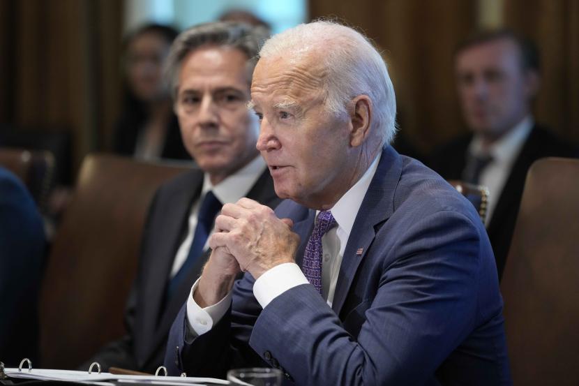 Presiden Amerika Serikat Joe Biden. Beberapa kelompok Muslim dan Arab Amerika mengancam akan menahan donasi dan suara untuk pemilihan kembali Presiden Joe Biden pada tahun 2024