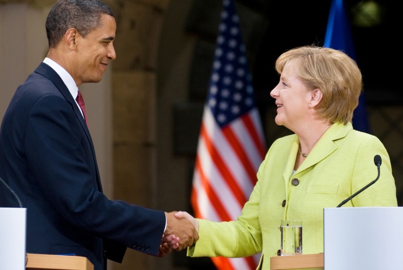 Presiden AS Barack Obama dan Kanselir Jerman Angela Merkel 