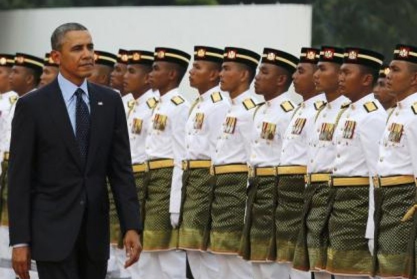Presiden AS Barrack Obama dalam kunjungannya di Malaysia, Sabtu (26/4).
