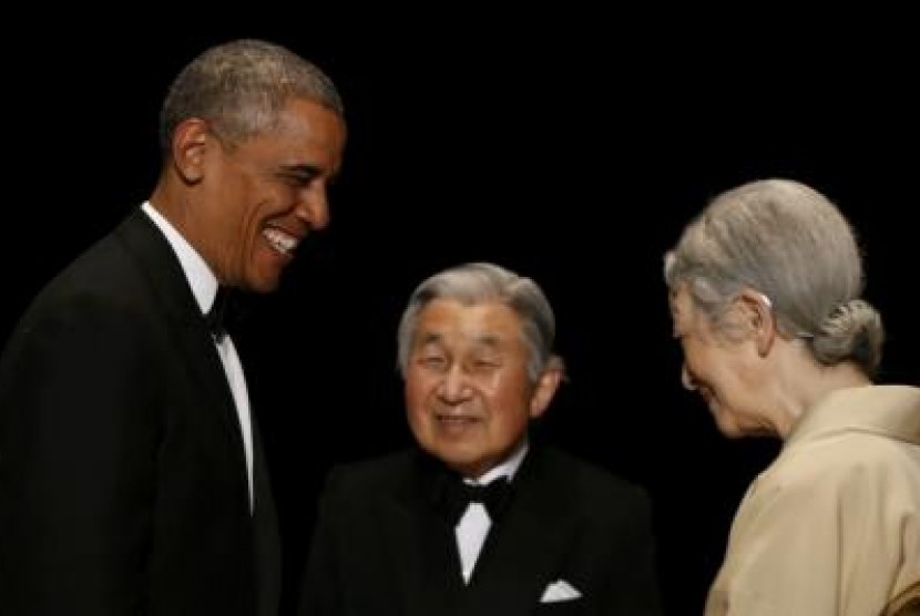 Presiden AS Barrack Obama dalam kunjungannya ke Jepang mengagendakan pertemuan dari Kaisar Akihito dan Permaisuri Michiko, Kamis (24/4).