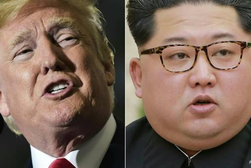 Presiden AS Donald Trump (kiri) dan Presiden Korea Utara Kim Jong-un (kanan).