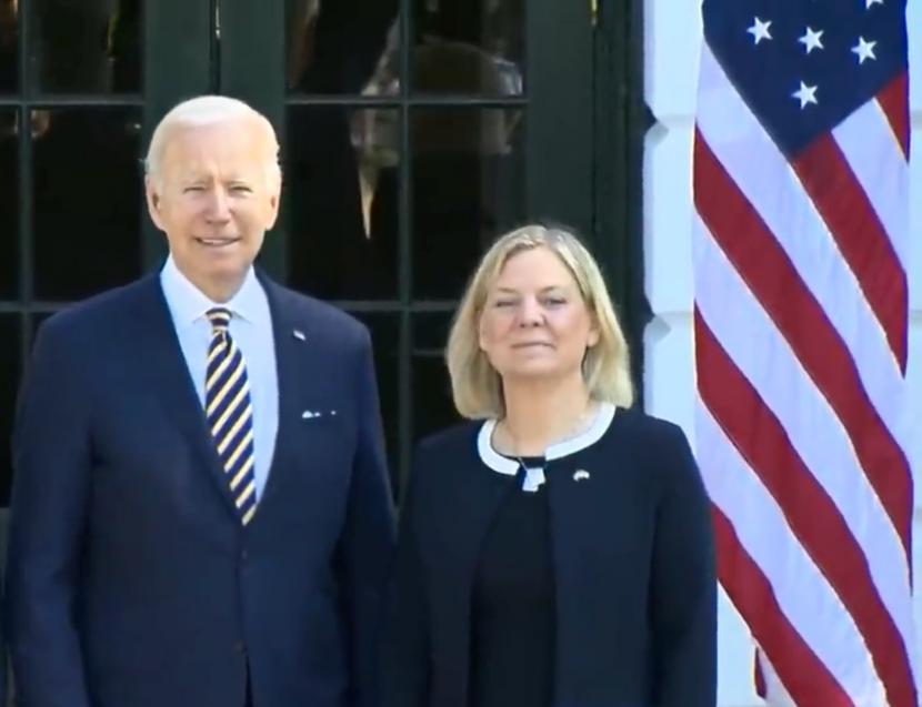 Presiden AS, Joe Biden (kiri) dan Perdana Menteri Swedia, Magdalena Andersson (kanan)