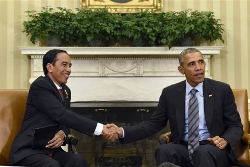 Presiden Jokowi bertemu Presiden AS Barack Obama.