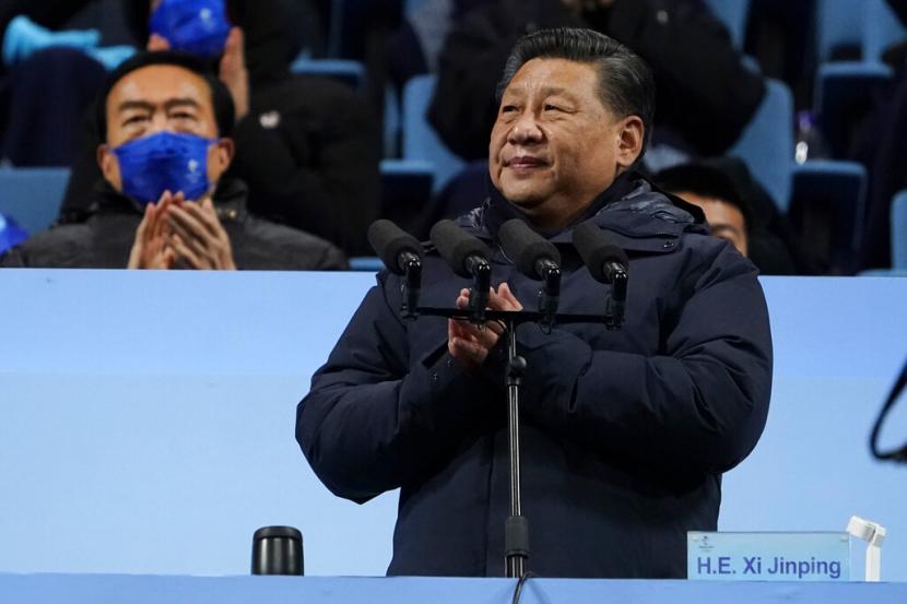 Presiden China Xi Jinping menghadiri pembukaan Olimpiade Musim Dingin Beijing, Jumat (4/2/2022)