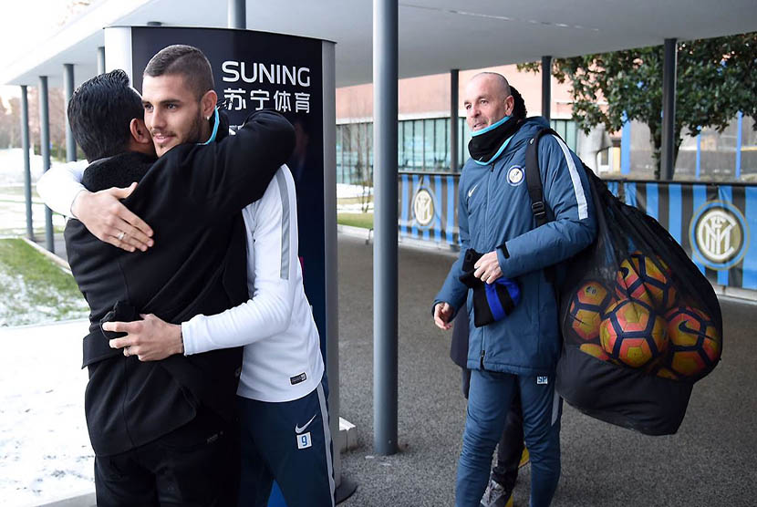 Presiden Inter Milan, Erick Thohir, bersama kapten Mauro Icardi 