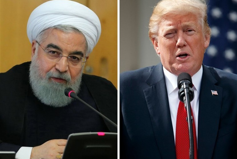 Presiden Iran Hassan Rouhani dan Presiden AS Donald Trump. Presiden Iran Hassan Rouhani menolak proposal yang dinamakan kesepakatan baru Trump. Ilustrasi.
