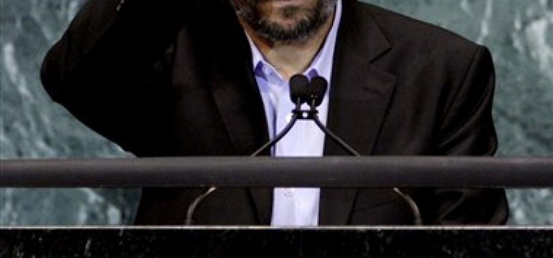 Presiden Iran Mahmoud Ahmadinejad di acara PBB.