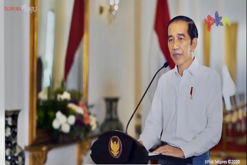  Presiden Joko Widodo dalam pidato pembukaan PKN 2020, secara virtual, di Jakarta, Sabtu (31/10).