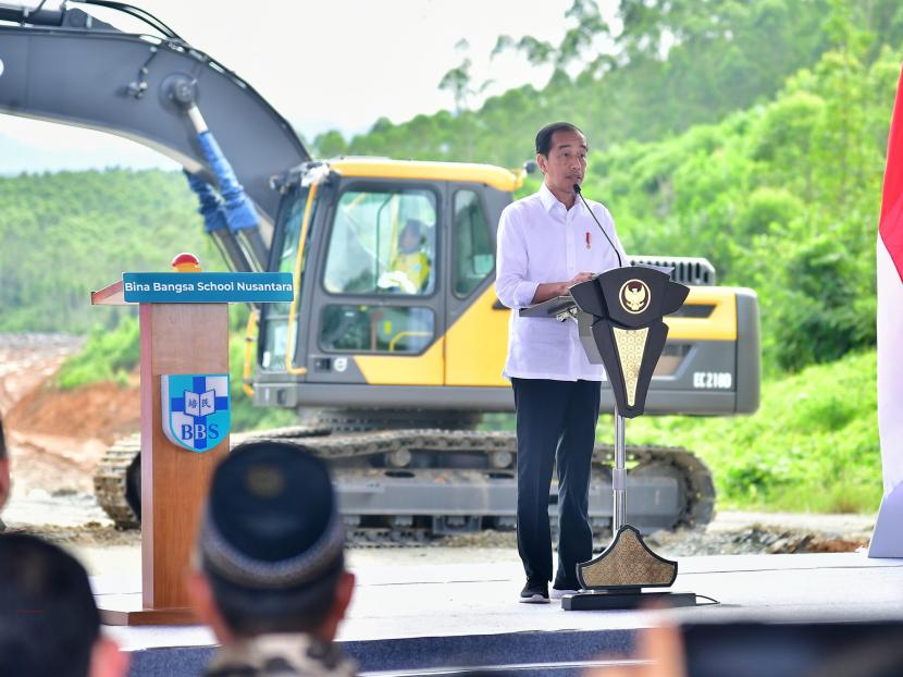 Presiden Joko Widodo groundbreaking di IKN, Kalimantan Timur, Rabu (5/6/2024).