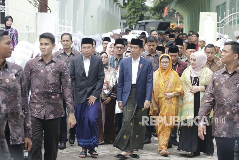 Presiden Joko Widodo (Jokowi) berkunjung ke Pondok Pesantren Nahdlatul Wathan (NW) Pancor di Lombok Timur, NTB pada Kamis (23/12). 