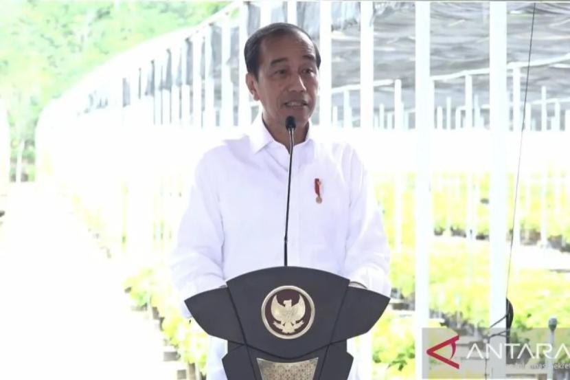Presiden Joko Widodo (Jokowi) meresmikan fasilitas persemaian Mentawir, Penajam Paser Utara, Provinsi Kalimantan Timur, Selasa (4/6/2024).
