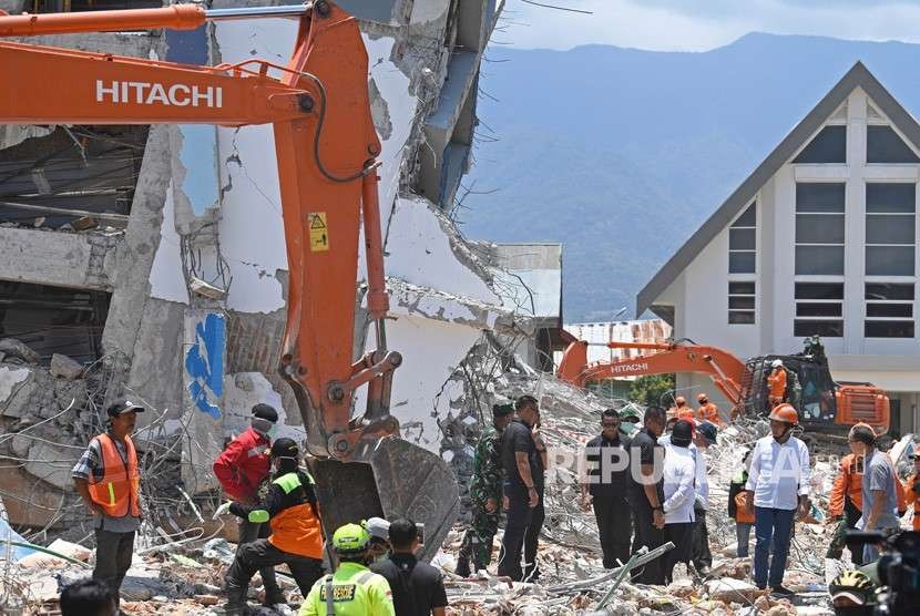 Foto udara pascagempa dan tsunami di kota Palu, Sulawesi Tengah.