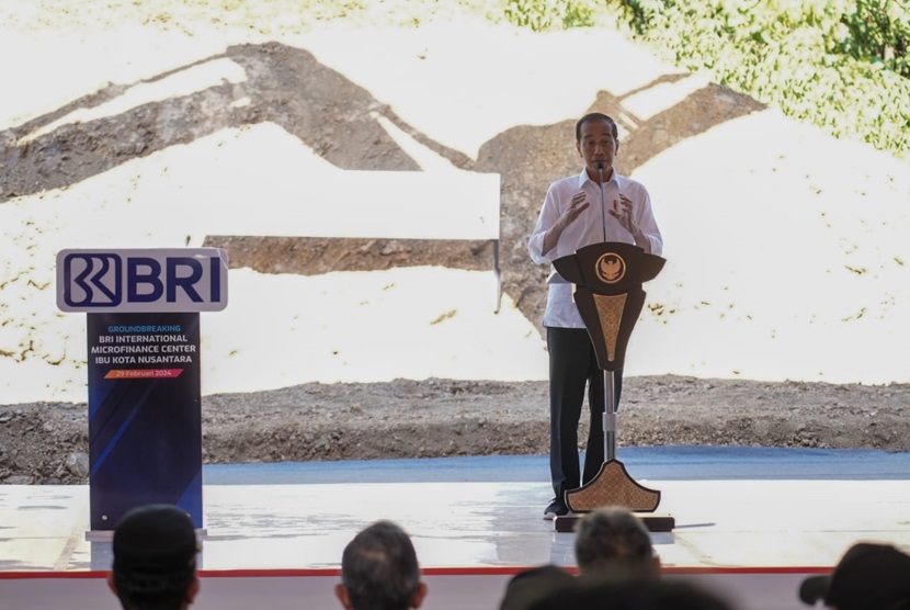 Presiden Joko Widodo membuka acara Groundbreaking Pembangunan Gedung BRI di Ibu Kota Nusantara (IKN) yang seluas 13 ribu meter persegi