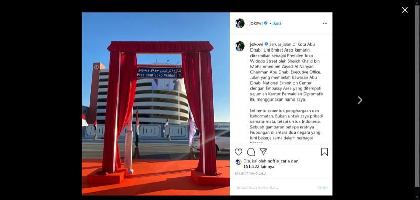 Presiden Joko Widodo menanggapi penamaan jalan di Abu Dhabi 