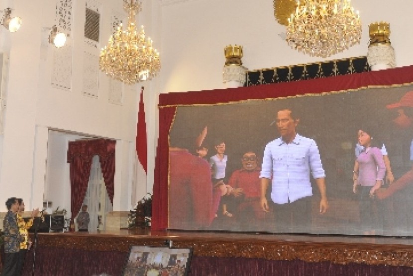 Presiden Joko Widodo menghadiri malam peringatan Hari Film Nasional di Istana Negara, Jakarta, Senin (30/3).