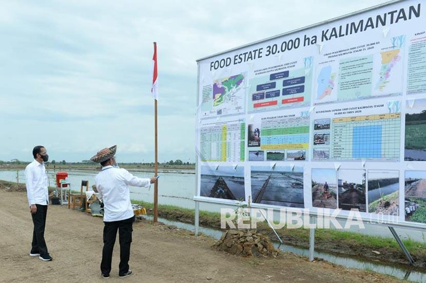 Presiden Joko Widodo mengunjungi lokasi proyek food estate di Desa Belanti Siam, Kalimantan Tengah, Kamis (8/10). 