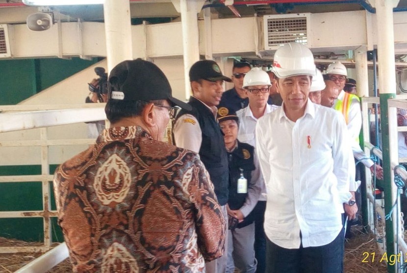 Presiden Joko Widodo meninjau kapal ternak