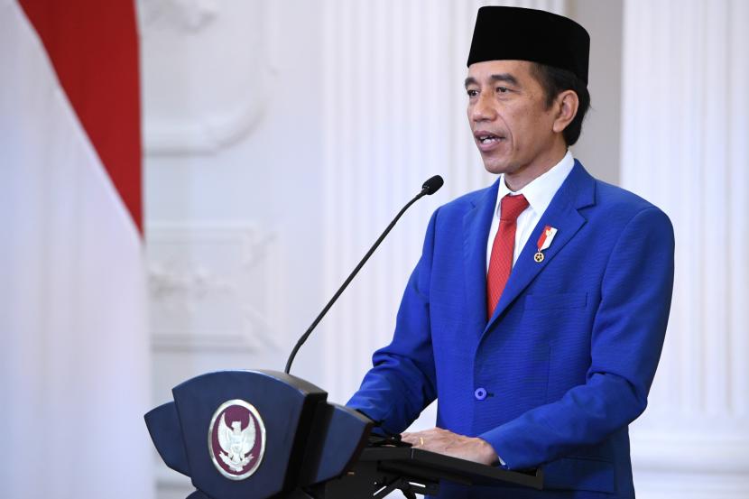 Presiden Joko Widodo menyampaikan pidato untuk ditayangkan dalam Sidang Majelis Umum ke-75 PBB secara virtual di Istana Bogor, Jawa Barat, Rabu (23/9/2020). Dalam pidatonya Presiden Joko Widodo mengajak pemimpin dunia untuk bersatu dan bekerja sama dalam menghadapi pandemi COVID-19.