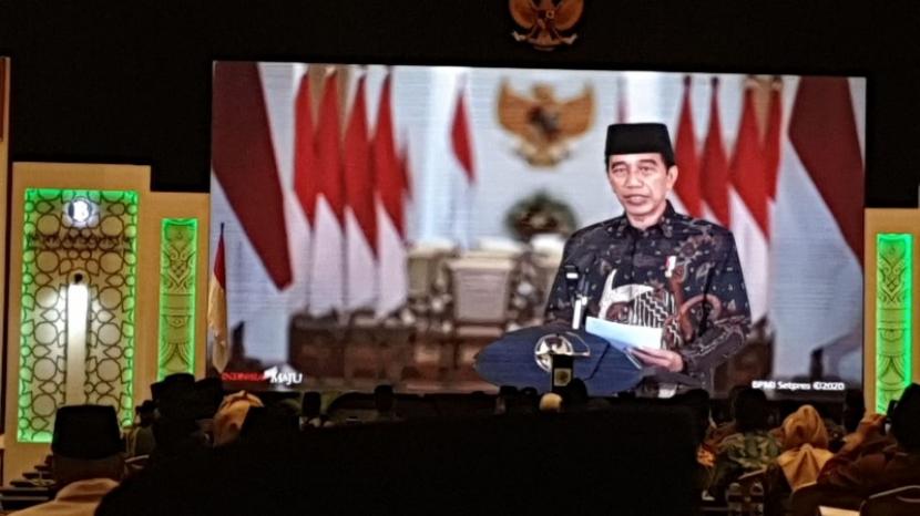 Lima Fatwa Dibahas di Munas MUI ke-10. Foto: Presiden Joko Widodo saat memberikan sambutan di Munas X MUI secara daring, Rabu (25/11).