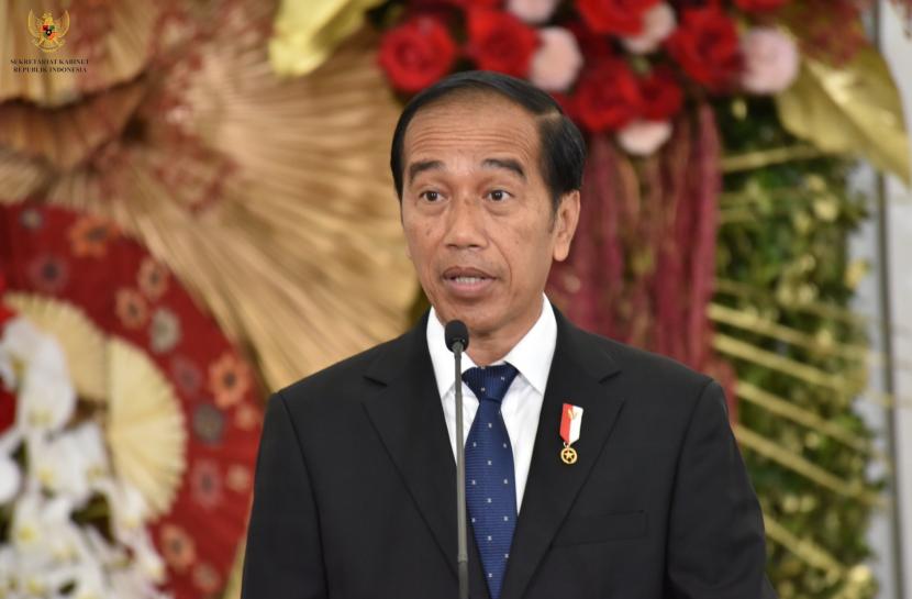 Presiden Joko Widodo (Jokowi). Jokowi meresmikan tambak budi daya udang berbasis kawasan (BUBK) di Desa Plesung, Karangrejo, Kecamatan Petanahan, Kabupaten Kebumen, Jawa Tengah, Kamis (9/3/2023).