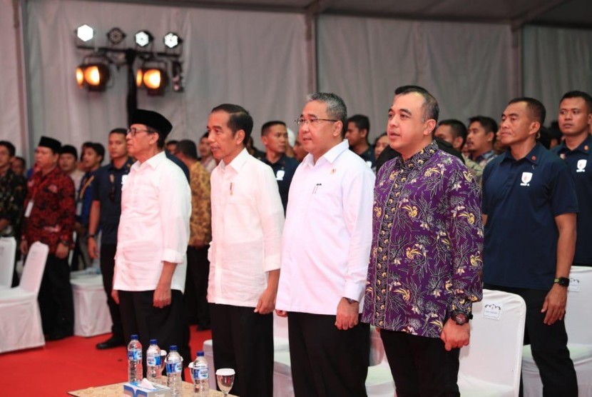 Presiden Jokowi dan Mendes PDTT Eko Putro Sandjojo menghadiri sosialisasi prioritas penggunaan dana desa.