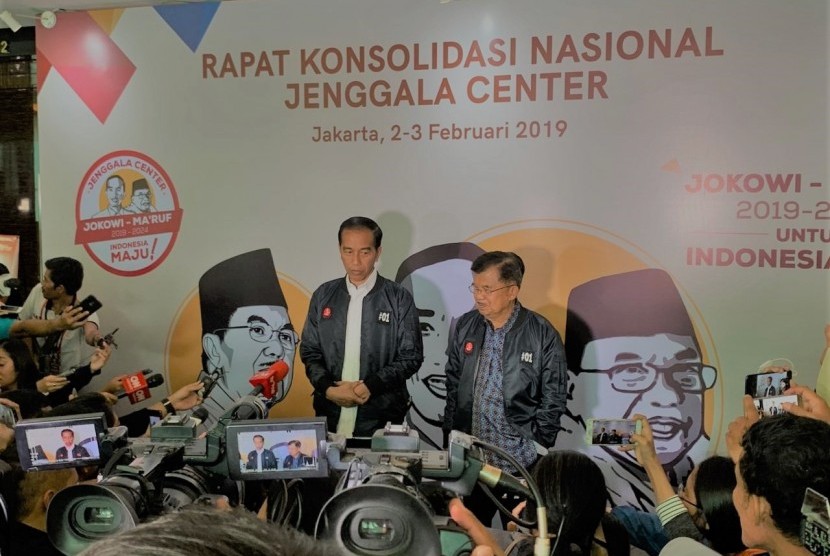 Presiden Jokowi dan Wapres Jusuf Kalla di Jenggala Centre, Jakarta.