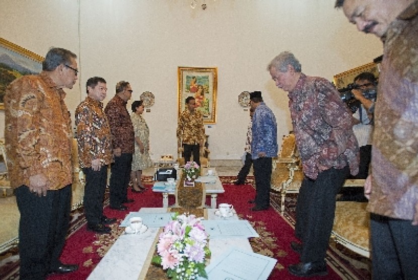 Presiden Jokowi menerima anggota Dewan Pertimbangan Presiden (Wantimpres) di Istana Merdeka, Jakarta, Rabu (28/1).