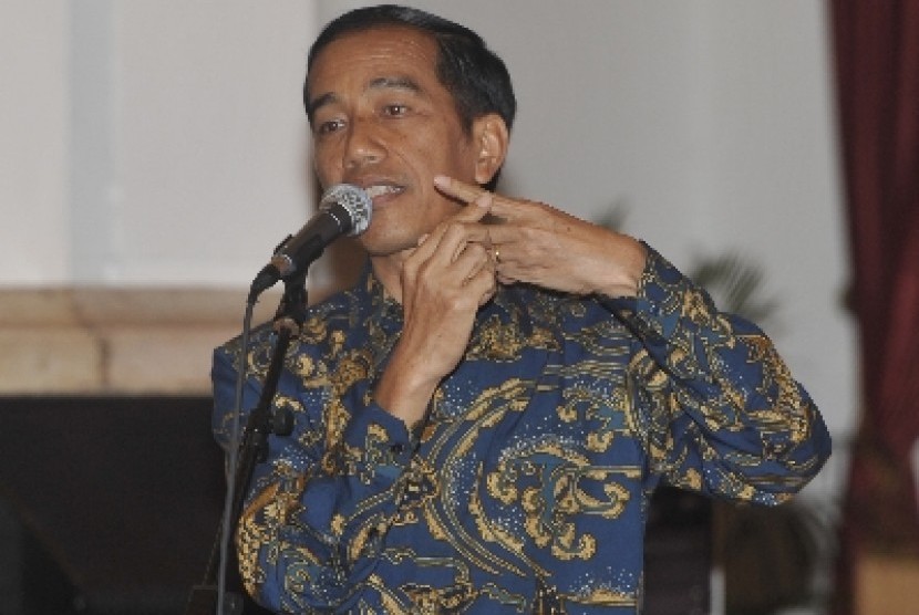 Presiden Jokowi pada malam peringatan Hari Film Nasional di Istana Negara, Jakarta, Senin (30/3).