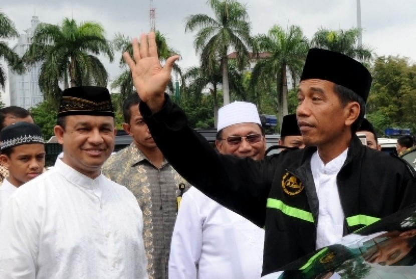 Presiden Jokowi peringati Maulid Nabi Muhammad SAW 1436 hijriah di Silang Monas, Jakarta, Sabtu (3/1).