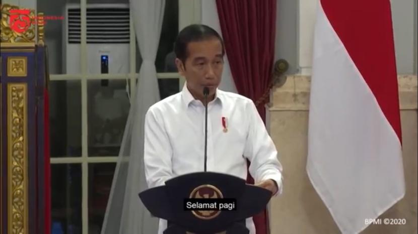 Presiden Jokowi saat menyampaikan pidato.