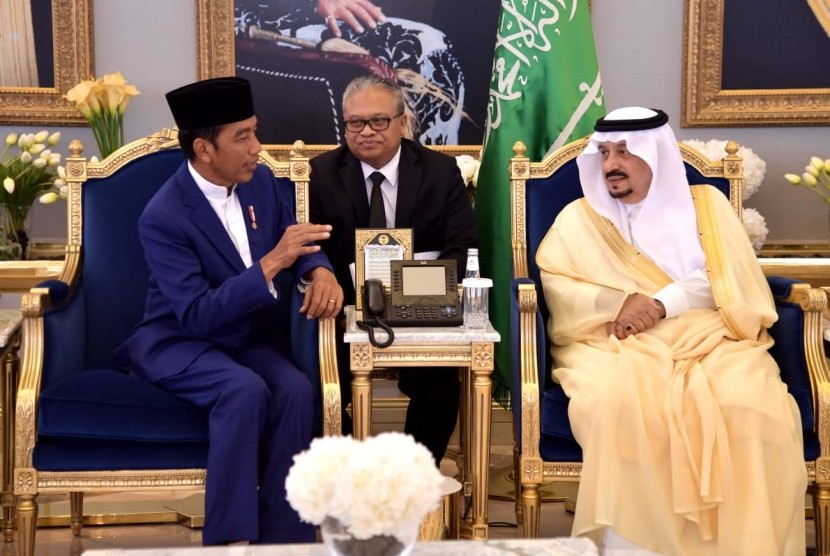 Indonesian President Joko Widodo (Jokowi) arrived in Riyadh to meet King Salman bin Abdulaziz Al-Saud, Sunday, April 4, 2019.
