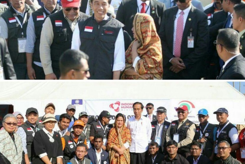 Presiden ketika Bapak Jokowi meninjau posko Indonesia Humanitarian Alliance (IHA) yang juga didalamnya terdapat Laznas LMI. 