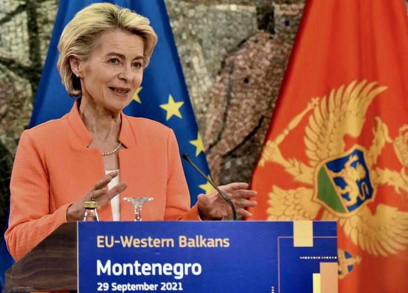 Presiden Komisi Eropa Ursula von der Leyen. Uni Eropa (UE) telah mengumumkan paket bantuan kemanusiaan senilai 1 miliar euro untuk Afghanistan. Ilustrasi. 