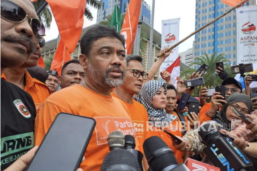 Presiden Partai Buruh sekaligus Presiden Konfederasi Serikat Pekerja Indonesia (KSPI) Said Iqbal. Buruh berencana berdemonstrasi 25 hari berturut-turut menolak UU Cipta Kerja. (ilustrasi)