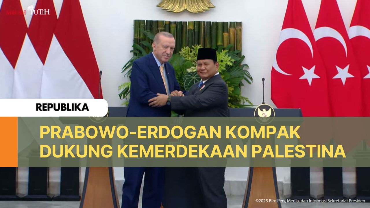 Presiden Prabowo Subianto bersama Presiden Turkiye Recep Tayyib Erdogan di Istana Bogor, Jawa Barat.