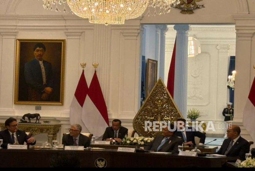 Presiden Prabowo Subianto bertemu pendiri Bill Gates di Istana Merdeka, Jakarta Pusat, Rabu (7/5/2025).