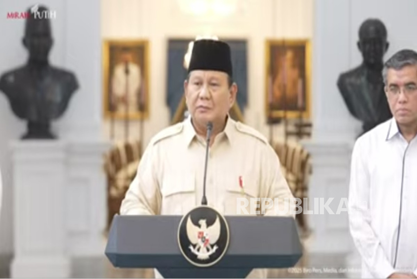 Presiden Prabowo Subianto di Istana Kepresidenan Jakarta, Senin (10/3/2025).