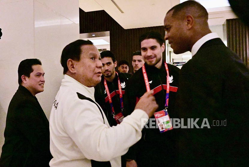 Presiden Prabowo Subianto memberikan dukungan kepada timmas Indonesia di Hotel Fairmont, Jakarta Pusat pada Selasa (25/3/2025) malam WIB. 