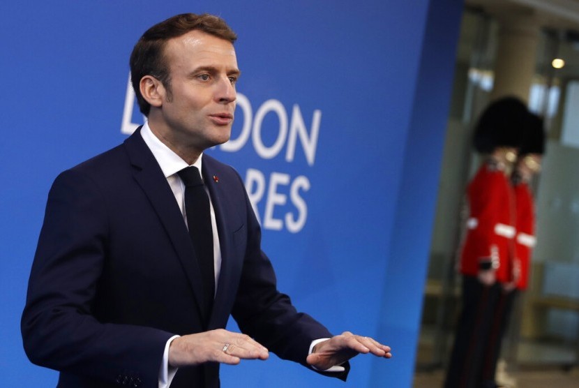Presiden Prancis Emmanuel Macron. Para pemimpin Eropa akan tingkatkan pendanaan untuk perangi Covid-19. Ilustrasi.
