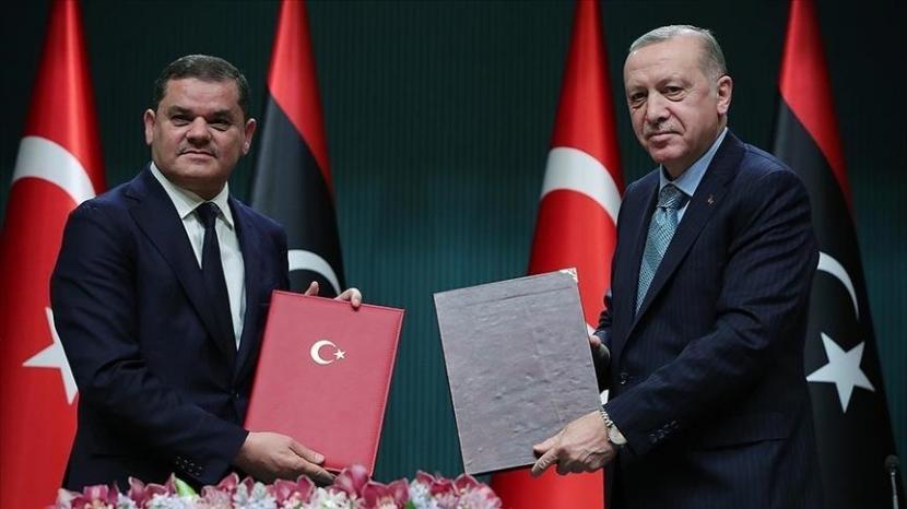 Presiden Recep Tayyip Erdogan menerima kunjungan Perdana Menteri Abdul Hamid Dbeibeh di Ankara. (Foto file - Anadolu Agency)