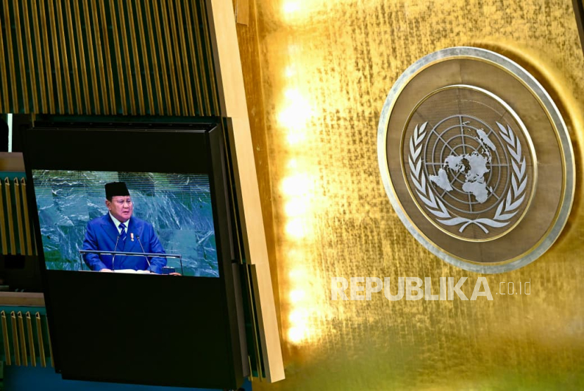 Presiden RI Jenderal (Purn) Prabowo Subianto berpidato pada Sidang Majelis Umum ke-80 Perserikatan Bangsa-Bangsa (PBB) di New York, Amerika Serikat, pada Selasa (23/9/2025) pagi waktu setempat.
