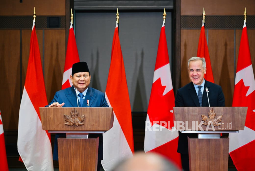 Presiden RI Jenderal (Purn) Prabowo Subianto dan Perdana Menteri (PM) Kanada Mark Carney bertemu di West Block, Parliament Hill, Ottawa, Rabu (24/9/2025). 