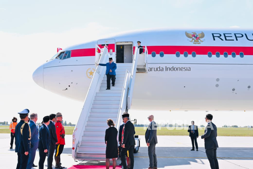 Presiden RI Jenderal (Purn) Prabowo Subianto tiba di Bandara Internasional Ottawa Macdonald-Cartier, Ottawa, Kanada pada Rabu (24/9/2025) sekitar pukul 13.30 waktu setempat (WS).