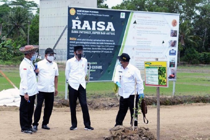 Presiden RI Joko Widodo meninjau lokasi pengembangan lumbung pangan baru (food estate) di Provinsi Kalimantan Tengah, Kamis (8/10), yang menerapkan konsep Pertanian Berkelanjutan dengan basis ekonomi Korporasi Petani.