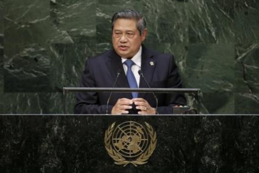 President of Indonesia Susilo Bambang Yudhoyono delivers his speech at the UN headquarters in New York on Thursday.